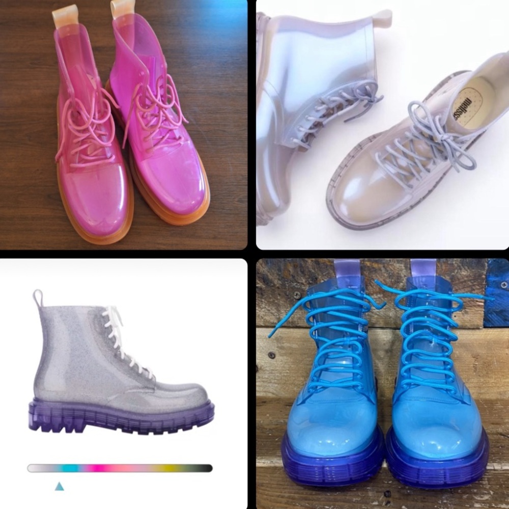 ISO—Melissa Coturno Boots in US Women’s Size 8.5 / 9; Pink, Blue, Pearl/Sparkle